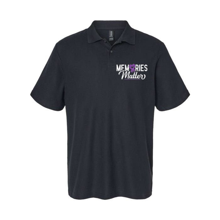 Alzheimer Memories Matter Purple Ribbon Dementia Warrior Softstyle Adult Sport Polo