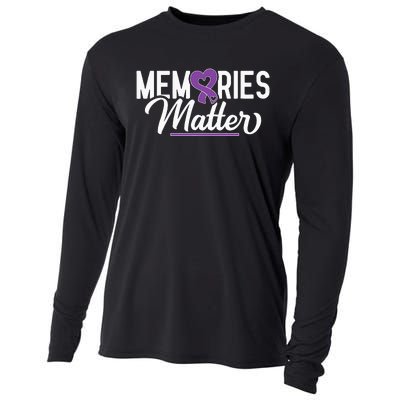 Alzheimer Memories Matter Purple Ribbon Dementia Warrior Cooling Performance Long Sleeve Crew