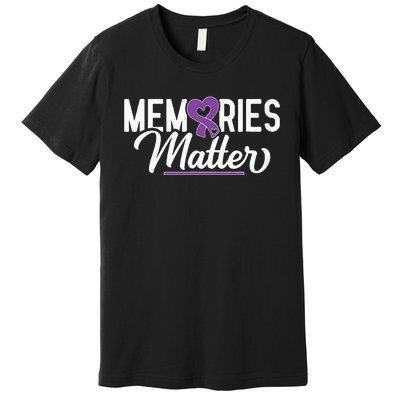 Alzheimer Memories Matter Purple Ribbon Dementia Warrior Premium T-Shirt