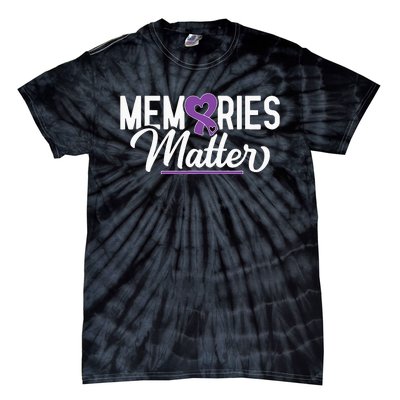 Alzheimer Memories Matter Purple Ribbon Dementia Warrior Tie-Dye T-Shirt