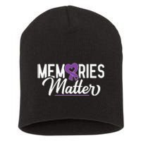 Alzheimer Memories Matter Purple Ribbon Dementia Warrior Short Acrylic Beanie