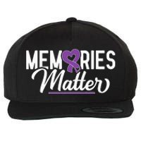 Alzheimer Memories Matter Purple Ribbon Dementia Warrior Wool Snapback Cap