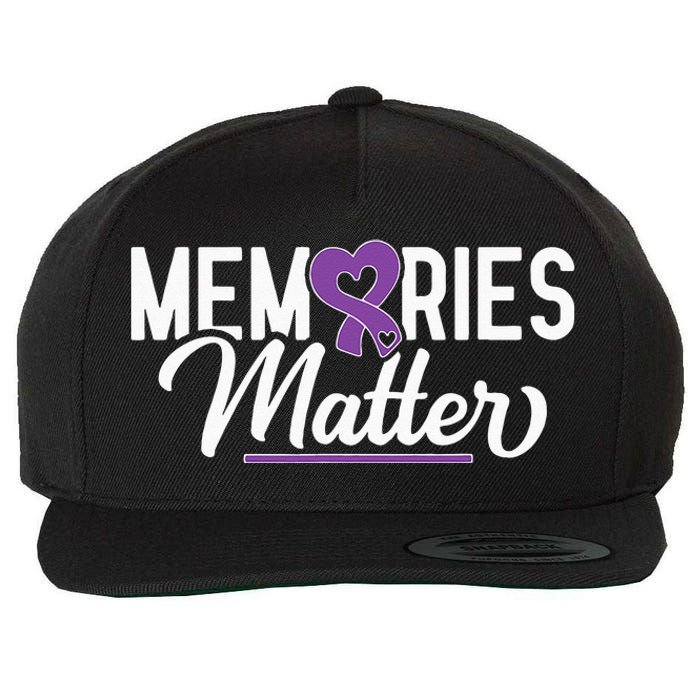 Alzheimer Memories Matter Purple Ribbon Dementia Warrior Wool Snapback Cap