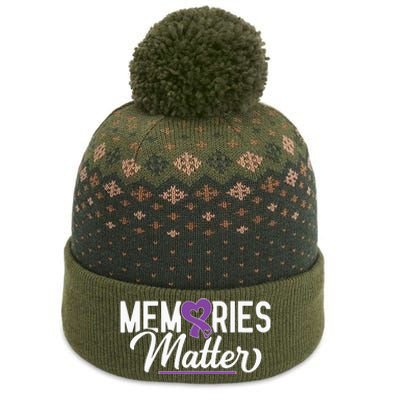 Alzheimer Memories Matter Purple Ribbon Dementia Warrior The Baniff Cuffed Pom Beanie