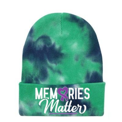 Alzheimer Memories Matter Purple Ribbon Dementia Warrior Tie Dye 12in Knit Beanie