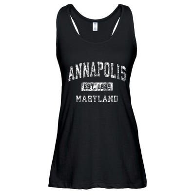 Annapolis Maryland Md Vintage Established Sports Design Ladies Essential Flowy Tank