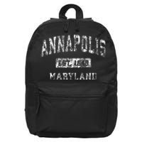 Annapolis Maryland Md Vintage Established Sports Design 16 in Basic Backpack