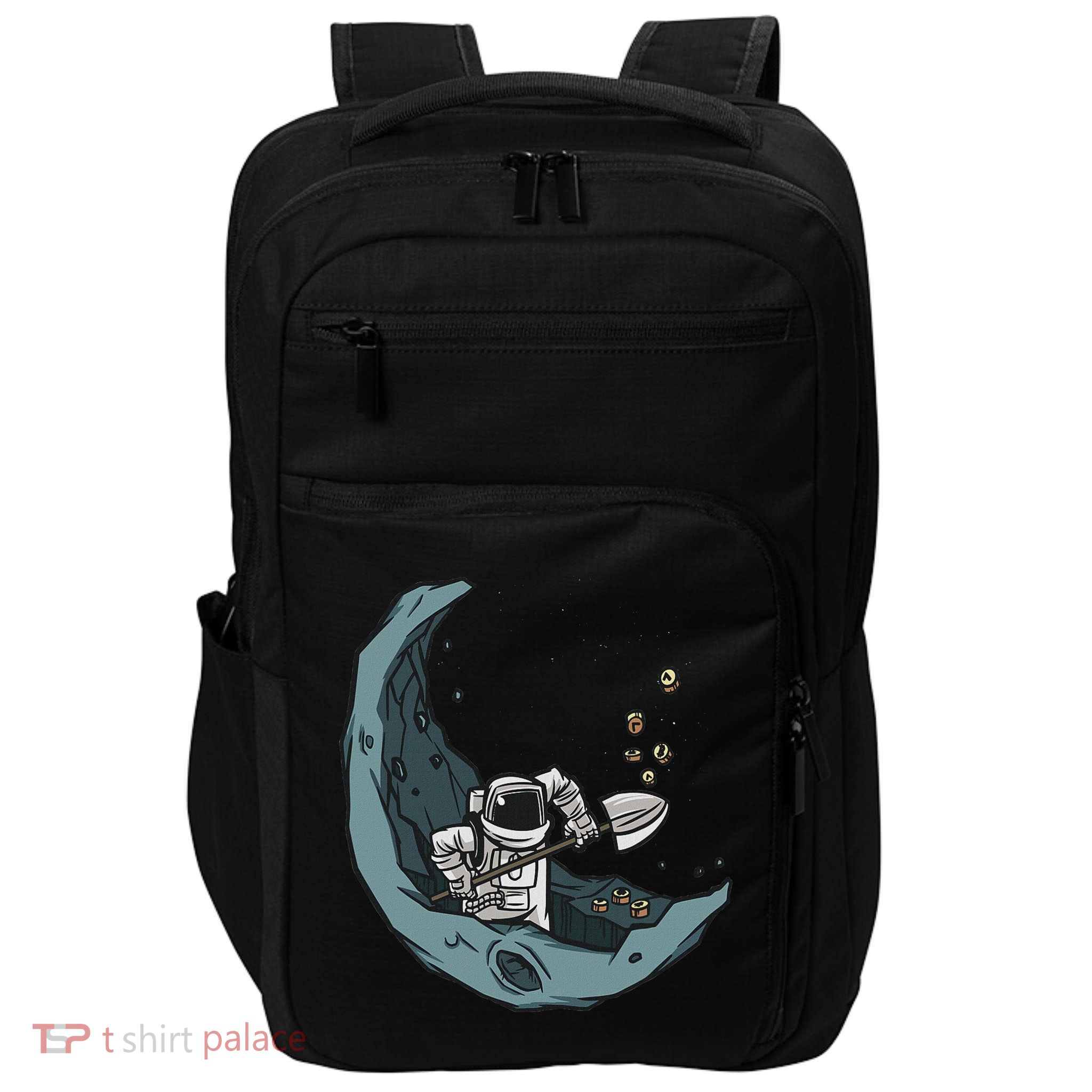 Astronaut Moon Mining Funny Space Miner Coins Impact Tech Backpack