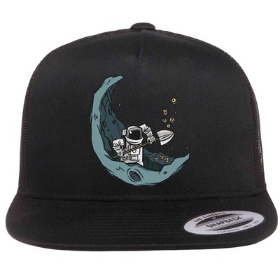 Astronaut Moon Mining Funny Space Miner Coins Flat Bill Trucker Hat