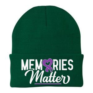 Alzheimer Memories Matter Purple Ribbon Dementia Warrior Knit Cap Winter Beanie