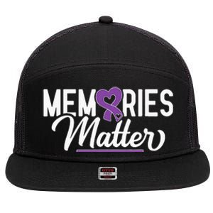 Alzheimer Memories Matter Purple Ribbon Dementia Warrior 7 Panel Mesh Trucker Snapback Hat