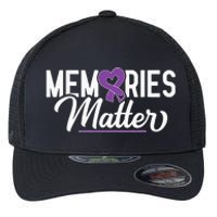 Alzheimer Memories Matter Purple Ribbon Dementia Warrior Flexfit Unipanel Trucker Cap