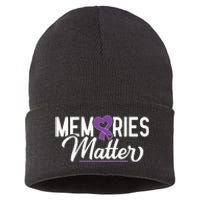 Alzheimer Memories Matter Purple Ribbon Dementia Warrior Sustainable Knit Beanie