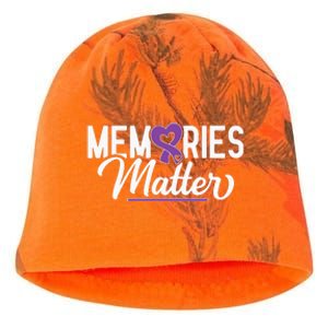 Alzheimer Memories Matter Purple Ribbon Dementia Warrior Kati - Camo Knit Beanie