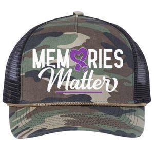 Alzheimer Memories Matter Purple Ribbon Dementia Warrior Retro Rope Trucker Hat Cap