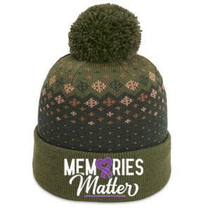 Alzheimer Memories Matter Purple Ribbon Dementia Warrior The Baniff Cuffed Pom Beanie