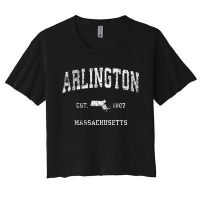 Arlington Massachusetts Ma Vintage Athletic Sports Design Women's Crop Top Tee