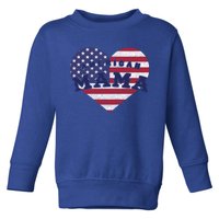 American Mama Meaningful Gift 4th Of July Usa Flag Heart Cute Gift Toddler Sweatshirt