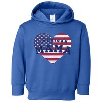 American Mama Meaningful Gift 4th Of July Usa Flag Heart Cute Gift Toddler Hoodie