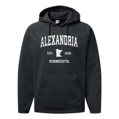 Alexandria Minnesota Mn Vintage Sports Design Established Performance Fleece Hoodie