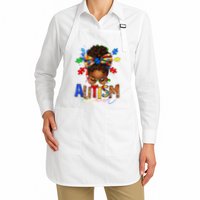 Autism Mom Messy Bun Black Women Autism Awareness Puzzle Apron