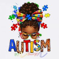Autism Mom Messy Bun Black Women Autism Awareness Puzzle Apron