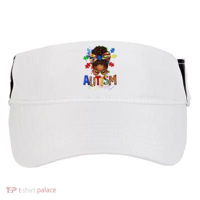 Autism Mom Messy Bun Black Women Autism Awareness Puzzle Adult Drive Performance Visor