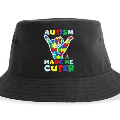 Autism Made Me Cuter Autism Puzzle Ribbon Hand Sustainable Bucket Hat