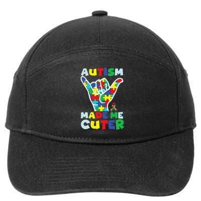 Autism Made Me Cuter Autism Puzzle Ribbon Hand 7-Panel Snapback Hat