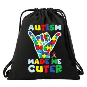 Autism Made Me Cuter Autism Puzzle Ribbon Hand Drawstring Bag