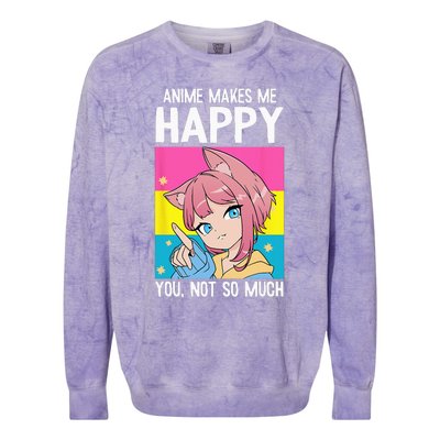 Anime Makes Me Happy You Not So Much LGBT Q Pansexual Pride Colorblast Crewneck Sweatshirt