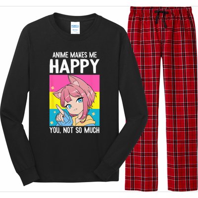 Anime Makes Me Happy You Not So Much LGBT Q Pansexual Pride Long Sleeve Pajama Set