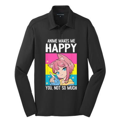 Anime Makes Me Happy You Not So Much LGBT Q Pansexual Pride Silk Touch Performance Long Sleeve Polo