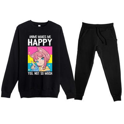 Anime Makes Me Happy You Not So Much LGBT Q Pansexual Pride Premium Crewneck Sweatsuit Set