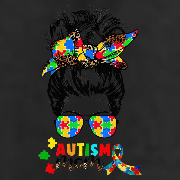 Autism Mom Messy Bun  Autism Awareness Puzzle Ribbon Cool Comfort Performance Bucket Hat