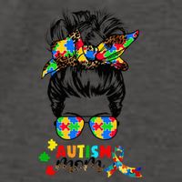 Autism Mom Messy Bun  Autism Awareness Puzzle Ribbon Vector Backpack