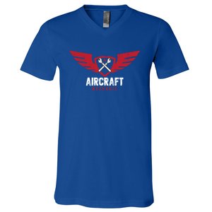 Aircraft Mechanic Maintenance Aviation Technician Gift V-Neck T-Shirt