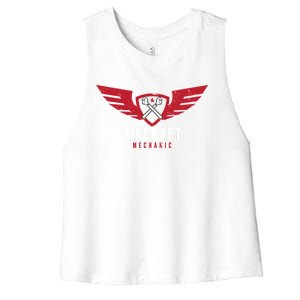 Aircraft Mechanic Maintenance Aviation Technician Gift Women's Racerback Cropped Tank