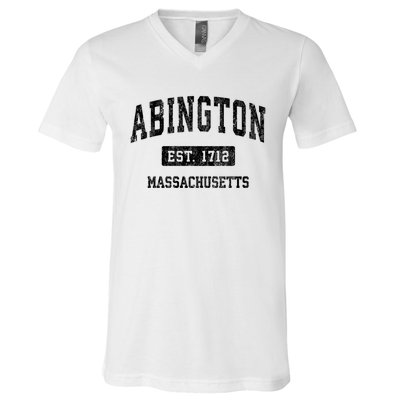 Abington Massachusetts Ma Vintage Sports Established Design V-Neck T-Shirt