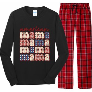 American Mama Mom Life Patriotic American Flag Great Gift Long Sleeve Pajama Set