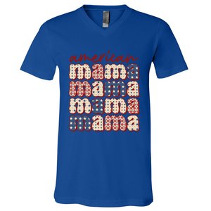 American Mama Mom Life Patriotic American Flag Great Gift V-Neck T-Shirt