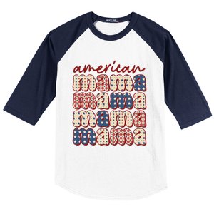 American Mama Mom Life Patriotic American Flag Great Gift Baseball Sleeve Shirt