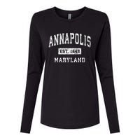 Annapolis Maryland Md Vintage Established Sports Womens Cotton Relaxed Long Sleeve T-Shirt