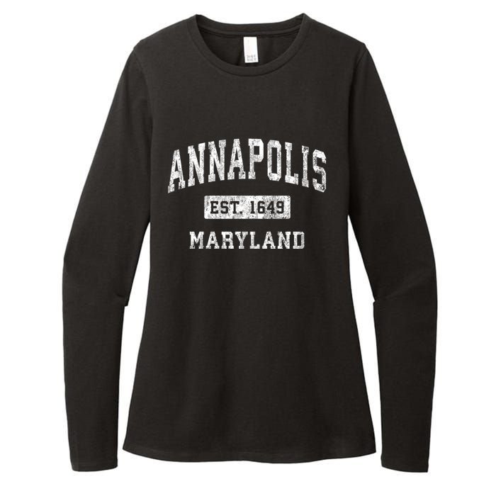 Annapolis Maryland Md Vintage Established Sports Womens CVC Long Sleeve Shirt