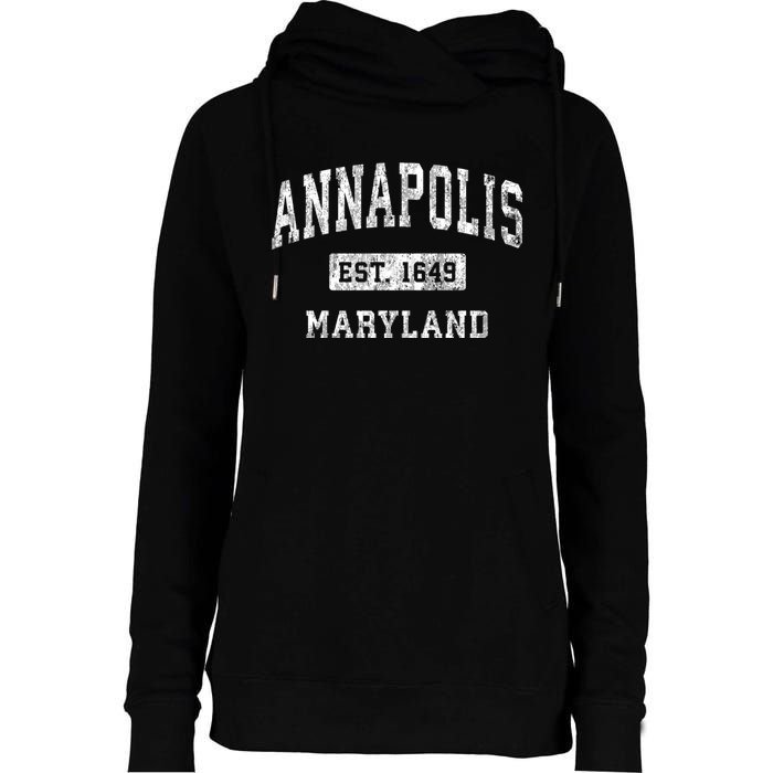 Annapolis Maryland Md Vintage Established Sports Womens Funnel Neck Pullover Hood