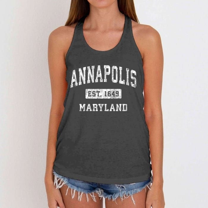 Annapolis Maryland Md Vintage Established Sports Women's Knotted Racerback Tank