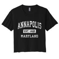 Annapolis Maryland Md Vintage Established Sports Women's Crop Top Tee