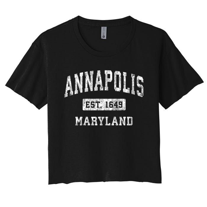 Annapolis Maryland Md Vintage Established Sports Women's Crop Top Tee