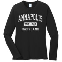 Annapolis Maryland Md Vintage Established Sports Ladies Long Sleeve Shirt