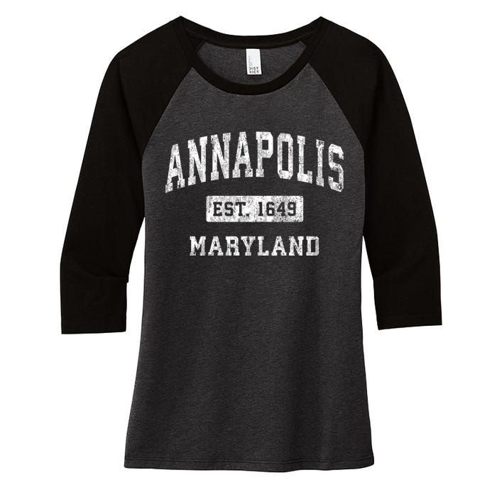 Annapolis Maryland Md Vintage Established Sports Women's Tri-Blend 3/4-Sleeve Raglan Shirt